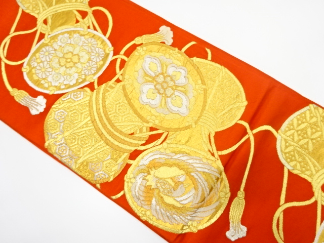 アンティーク　鼓模様織り出し袋帯（着用可）